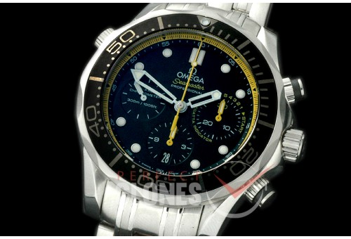 OM300M-304 Seamaster Pro 300M Chrono SS/SS Black/Yellow A-7750
