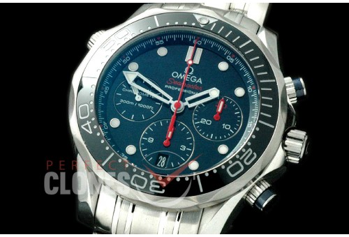OM300M-305 Seamaster Pro 300M Chrono SS/SS Blue A-7750