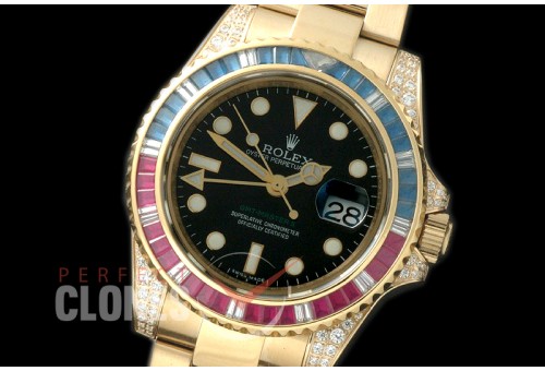 0 RLGF01013A 116718 GMT YG/Diam/YG Black A-2836 Mod to Cal 3186