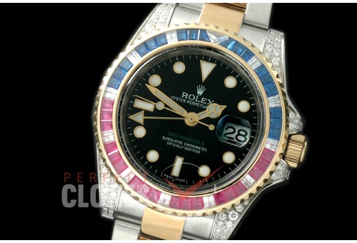 0 RLGS01013A 116713 GMT SS/Diam/YG Black A-2836 Mod to Cal 3186