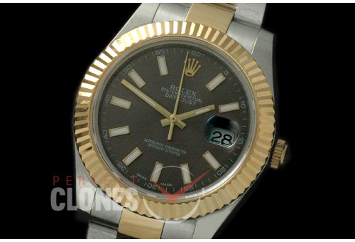 R41DJT-704 116333 SS/YG Fluted/Oyster Grey Sticks SA 3136