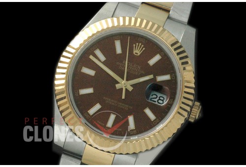 R41DJT-706 116333 SS/YG Fluted/Oyster Brown Sticks SA 3136