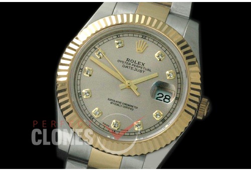R41DJT-713 116333 SS/YG Fluted/Oyster Light Grey Diamonds SA 3136