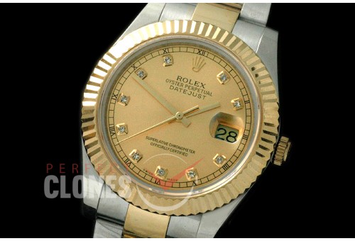 R41DJT-717 116333 SS/YG Fluted/Oyster Gold Diamonds SA 3136