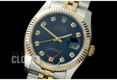R36DJT-715 116233 SS/YG Fluted/Jubilee Blue Diamonds SA 3135
