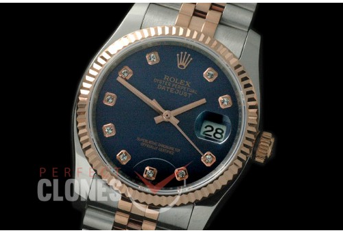 R36DJTR-715 116231 SS/RG Fluted/Jubilee Blue Diamonds SA 3135