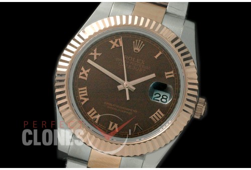 R41DJTR-726 116331 SS/RG Fluted/Oyster Brown Roman SA 3136