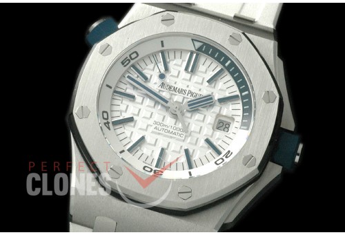 APD00021 Royal Oak Offshore Diver 15710 SS/RU White A-3120