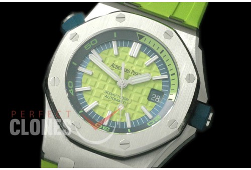 APD00024 Royal Oak Offshore Diver 15710 SS/RU Lime Green A-3120