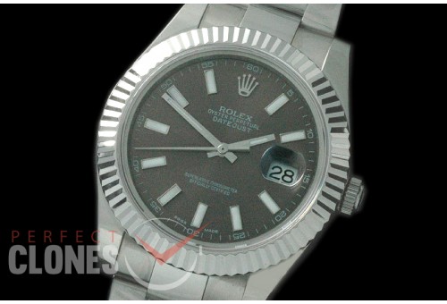 R41DJS-704 116334 SS/SS Fluted/Oyster Grey Sticks SA 3136