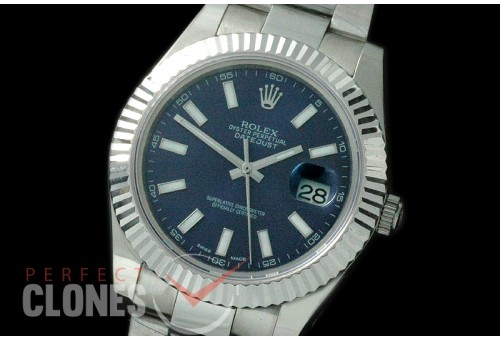 R41DJS-705 116334 SS/SS Fluted/Oyster Blue Sticks SA 3136
