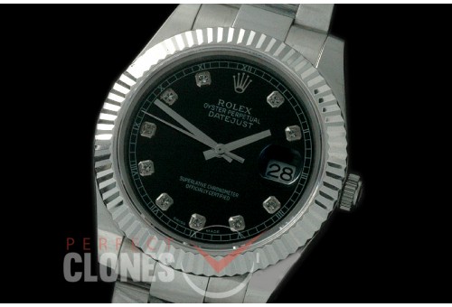 R41DJS-712 116334 SS/SS Fluted/Oyster Black Diam SA 3136