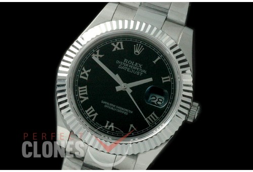 R41DJS-722 116334 SS/SS Fluted/Oyster Black Roman SA 3136