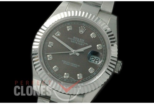 R41DJS-713 116334 SS/SS Fluted/Oyster Light Grey Diam SA 3136