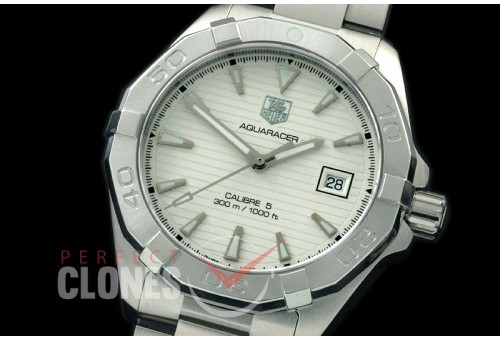 TGAQ00201 Aquaracer Calibre 5 SS/SS White Asian Clone 2836