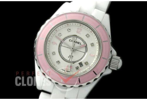 0 CHA-33W-147 J12 Ladies Pink Bez CER/CER White/Silver Diam Swiss Quartz 