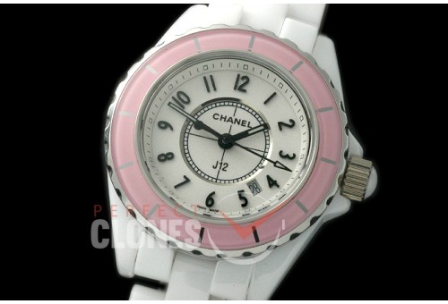 0 CHA-33W-143 J12 Ladies Pink Bez CER/CER White/Black Num Swiss Quartz