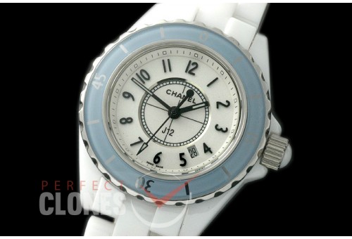 0 CHA-33W-123 J12 Ladies Blue Bez CER/CER White/Black Num Swiss Quartz 