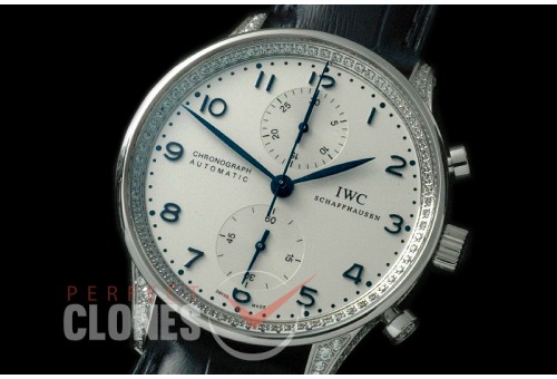 IWPG00052D ZF 3714 Portugese Chrono SS/LE White/Blue A-7750