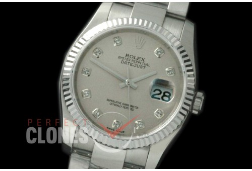 R36DJS-763 116234 SS/SS Fluted/Oyster Light Grey Diam SA 3135