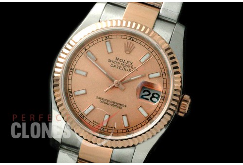 R36DJTR-756 116231 SS/RG Fluted/Oyster Rose Gold Sticks SA 3135