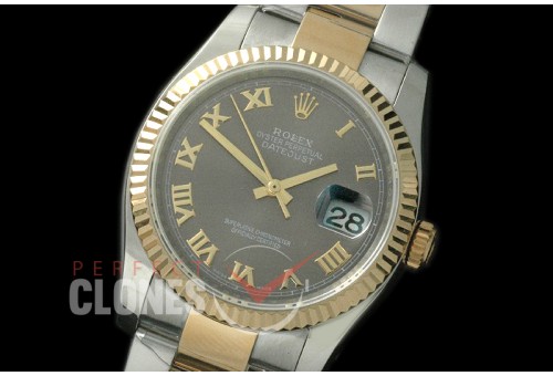 R36DJT-774 116233 SS/YG Fluted/Oyster Grey Roman SA 3135
