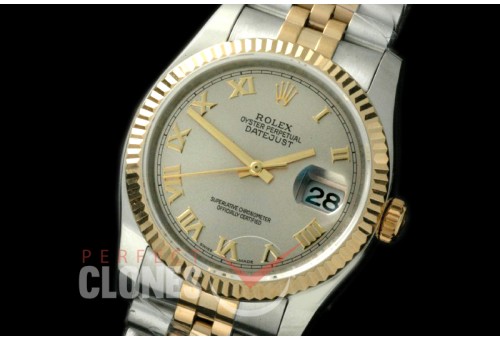 R36DJT-723 116233 SS/YG Fluted/Jubilee Light Grey Roman SA 3135