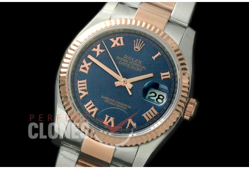 R36DJTR-775 116231 SS/RG Fluted/Oyster Blue Roman SA 3135
