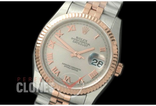 R36DJTR-723 116231 SS/RG Fluted/Jubilee Light Grey Roman SA 3135
