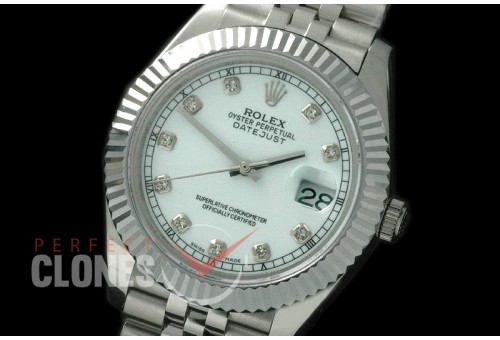 R41DJS-822 126334 SS/SS Fluted/Jubilee Pearl White Diam SA 3235