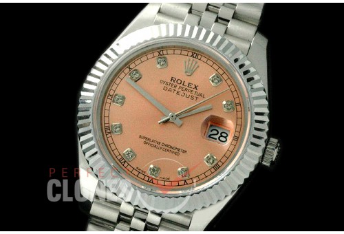 R41DJS-827 126334 SS/SS Fluted/Jubilee Salmon Rose Diam SA 3235