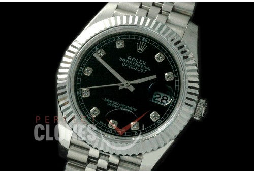 R41DJS-823 126334 SS/SS Fluted/Jubilee Silver Black Diam SA 3235