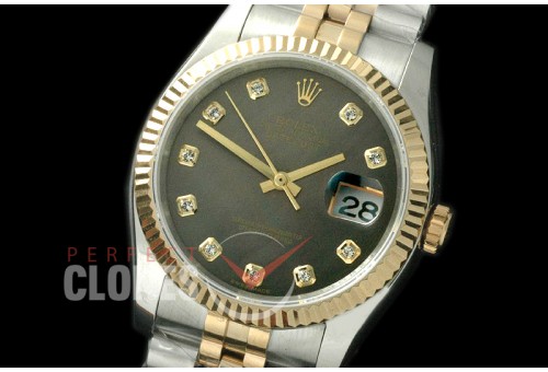 R36DJT-719 116233 SS/YG Fluted/Jubilee MOP Black Dial SA 3135