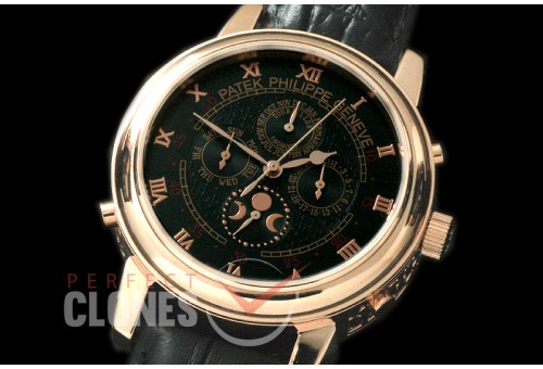 PPSM00112 Perpetual Calender Skymoon Tourbillon ( Dua Side) RG/LE Black