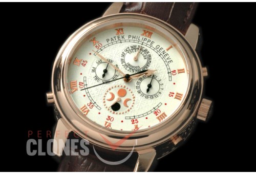 PPSM00111 Perpetual Calender Skymoon Tourbillon ( Dua Side) RG/LE White 