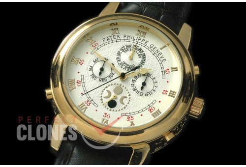 PPSM00106 Perpetual Calender Skymoon Tourbillon ( Dua Side) YG/LE White 