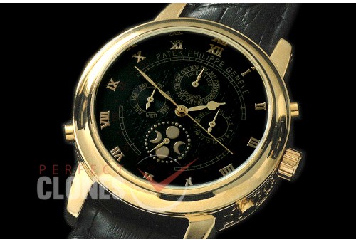 PPSM00107 Perpetual Calender Skymoon Tourbillon ( Dua Side) YG/LE Black