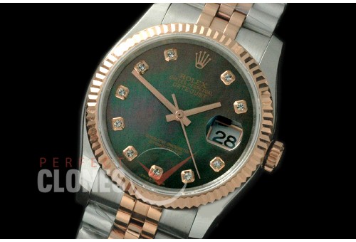 R36DJTR-719 116231 SS/RG Fluted/Jubilee MOP Black Diam SA 3135