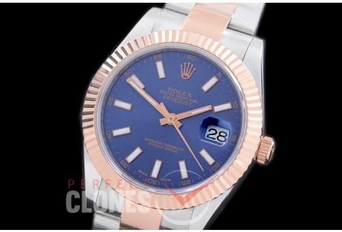 R41DJTR-704 116331 SS/RG Fluted/Oyster Blue Sticks SA 3136