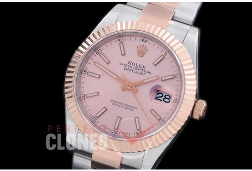 R41DJTR-705 116331 SS/RG Fluted/Oyster Rose Gold Sticks SA 3136