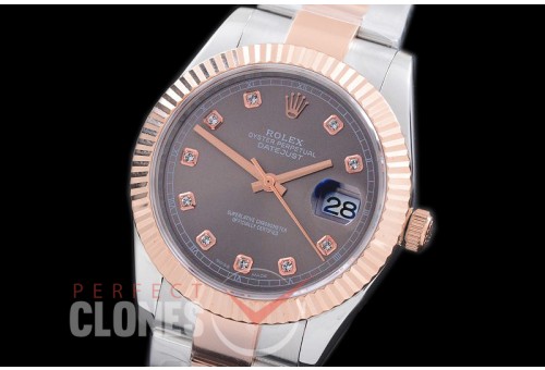 R41DJTR-713 116331 SS/RG Fluted/Oyster Grey Diam SA 3136