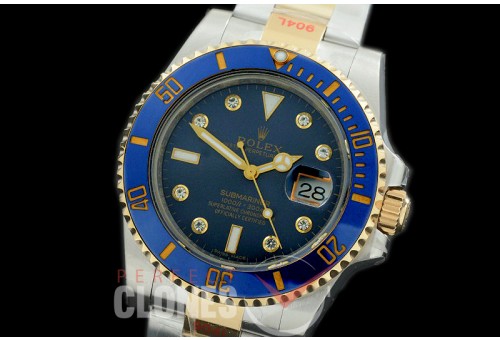 0 0 0 0 RLST00974A GMF 904L Steel Submariner 116613LB SS/YG Blue Serti A-2824