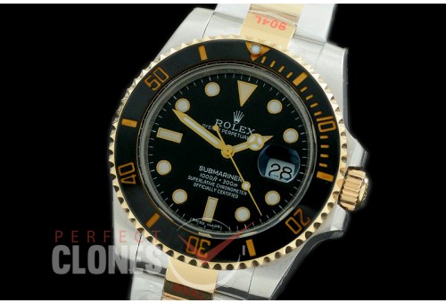 0 0 0 0 RLST00971A GMF 904L Steel Submariner 116613LN SS/YG Black A-2824