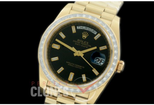R40DDF00402D2 228348RBR YG/YG Baguette Cut Diam Bez Black Glazier Asian Clone 2836