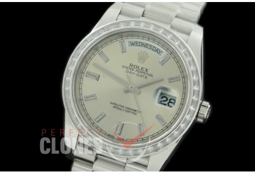 R40DDS00401D2 228349RBR SS/SS Baguette Cut Diam Bez Silver Glazier Asian Clone 2836