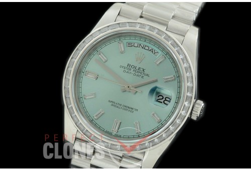R40DDS00403D2 228349RBR SS/SS Baguette Cut Diam Bez Ice Blue Glazier Asian Clone 2836