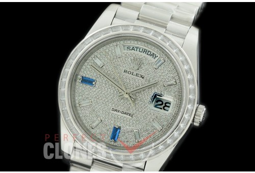 R40DDS00408D2 228349RBR SS/SS Baguette Cut Diam Bez Silver Glazier/Ruby Asian Clone 2836