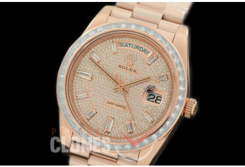 R40DDR00408D2 228345RBR RG/RG Baguette Cut Diam Bez Rose Gold Glazier Asian Clone 2836
