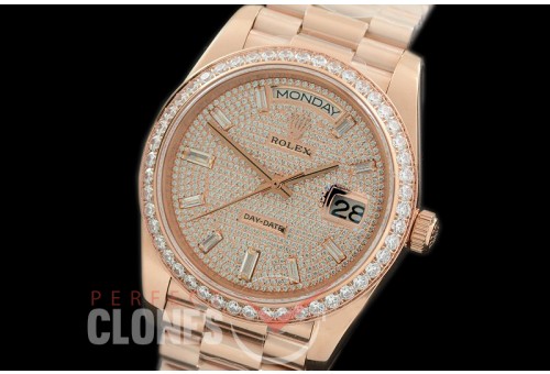 R40DDR00408D 228345RBR RG/RG Diam Bez Rose Gold Glazier Asian Clone 2836