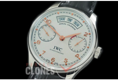 0 0 IWP7D00054R V2 Portugese 7 Days Annual Calender 5035 SS/LE White/Rose Gold A-52850